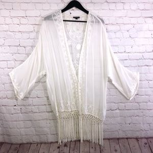 Embroidered White Kimono By TopShop